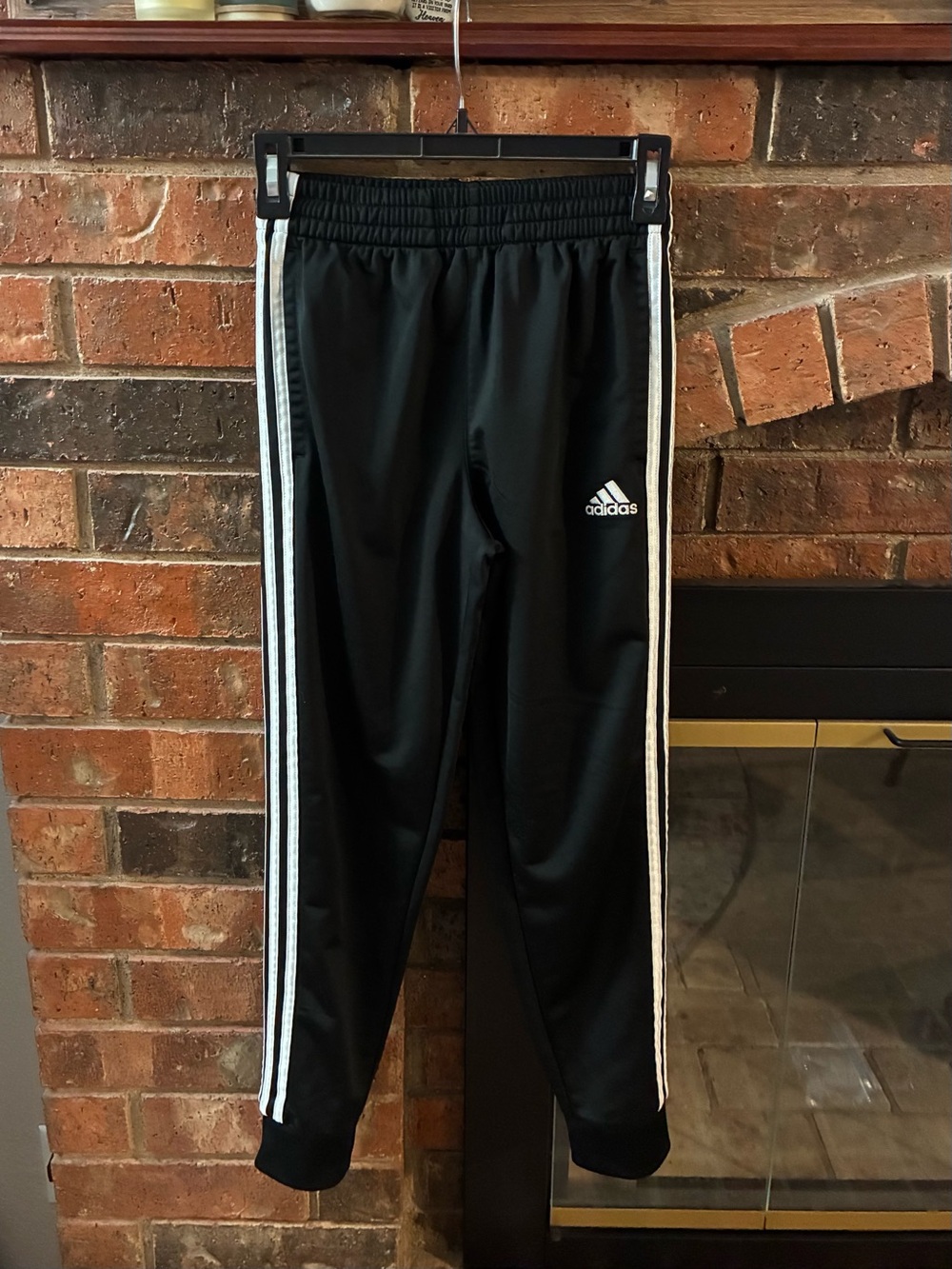 adidas Kids Black Track Pants with White Side Stripes